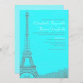Whimsical Eiffel Tower Wedding Invitations Kaart (Voorkant / Achterkant)