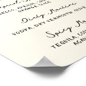 Whimsical eigenzinnig handgeschreven cocktail menu poster (Hoek)