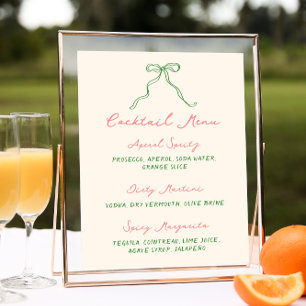 Whimsical eigenzinnig handgeschreven cocktail menu poster
