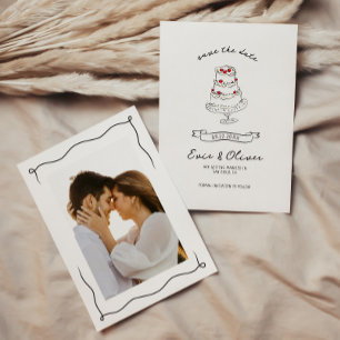 Whimsical eigenzinnige hand getekend kersencake br save the date