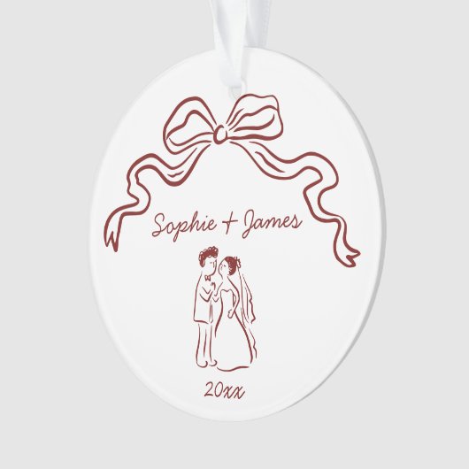 Whimsical Eigenzinnige Hand Getrokken Boog Huwelij Ornament (voorkant)