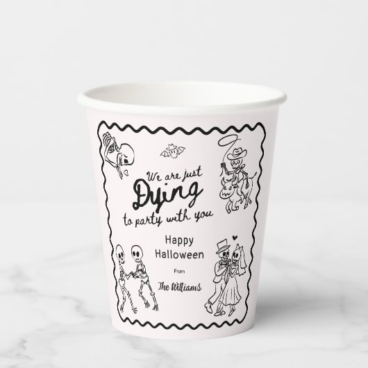 Whimsical Eigenzinnige Hand getrokken Doodles Hall Papieren Bekers (Voorkant)