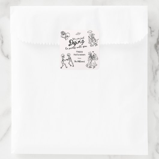 Whimsical Eigenzinnige Hand getrokken Doodles Hall Vierkante Sticker (Tas)