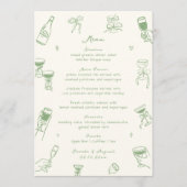 Whimsical Eigenzinnige Hand Getrokken Groene Huwel Menu (Voorkant)