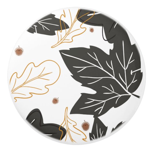 Whimsical Elegant Autumn Fall Leaves Acorns Keramische Knop (Voorkant)
