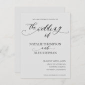 Whimsical Elegant Black and White Script Wedding Uitnodiging Briefkaart (Voorkant / Achterkant)