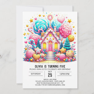 Whimsical Elegant Candyland Digitale Verjaardag Kaart