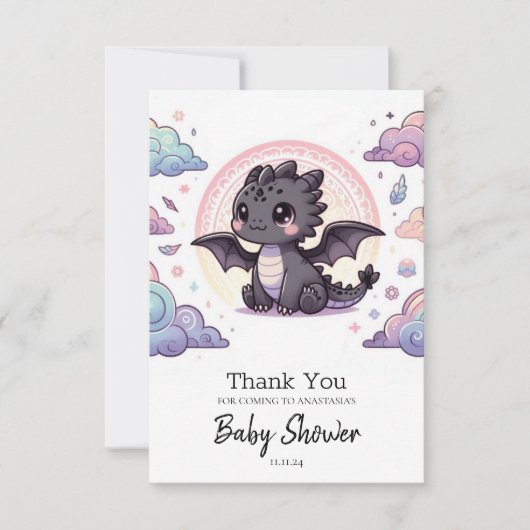 Whimsical Elegant Dragon Baby shower Bedankkaart (Voorkant)