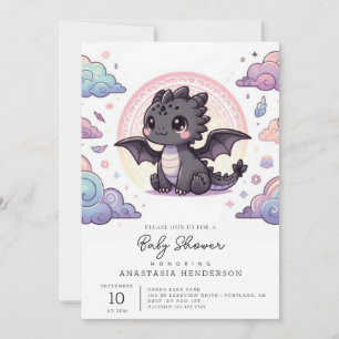 Whimsical Elegant Dragon Baby shower Kaart