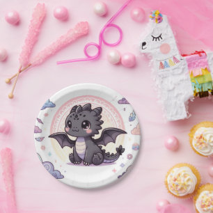 Whimsical Elegant Dragon Baby shower Papieren Bordje