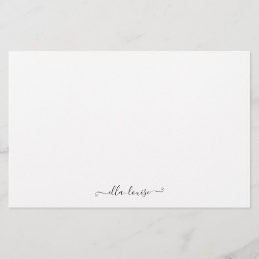 Whimsical Elegant Feminine Black Script Name Briefpapier (Voorkant)