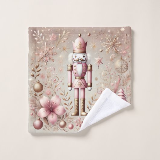 Whimsical Elegant Pink and Gold Pastel Nutcracker (Gant de toilette)