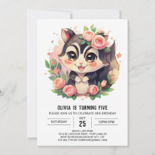 Whimsical Elegant Skunk Verjaardag Kaart