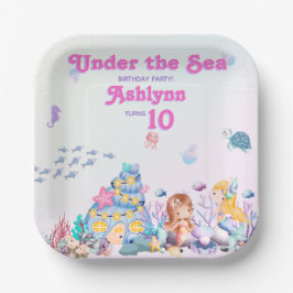Whimsical Elegant Under the Sea Mermaid Square Papieren Bordje