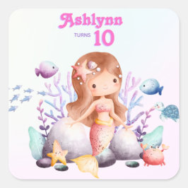 Whimsical Elegant Under the Sea Mermaid Vierkante Sticker