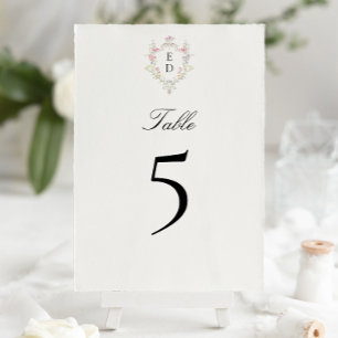 Whimsical Elegante Rococo Bloemenkroon Monogram Kaart
