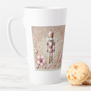 Whimsical Elegante Roze en Gouden Pastel Notenkrak Latte Mok