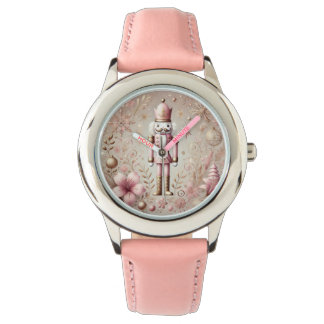 Whimsical Elegante Roze & Gouden Pastel Notenkrake Horloge