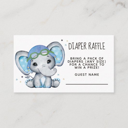 Whimsical Elephant Airplane Diaper Raffle Informatiekaartje (Voorkant)