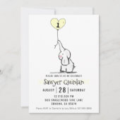 Whimsical Elephant First Birthday Invitation Kaart (Voorkant)