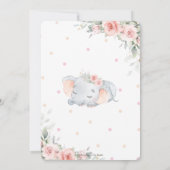 Whimsical Elephant Floral Greenery Baby shower Kaart (Achterkant)