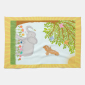 Whimsical Elephant Natuur Scene Illustratie Theedoek (Horizontaal)