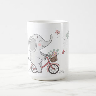Whimsical Elephant Riding Bike – Kinder dierendesi Koffiemok