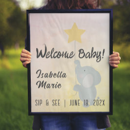 Whimsical Elephant Sip & See Party Poster