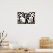 Whimsical Elephant Sketch - Zwart & Wit met een Poster (Keuken)