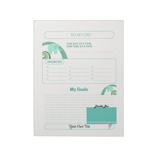 Whimsical Elephant To Do List Planner Notitieblok (Gedraaid)