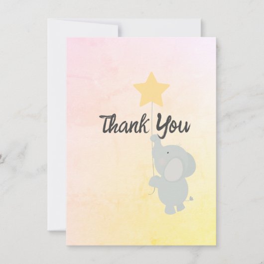 Whimsical Elephant Welcome Baby Bedankkaart (Voorkant)