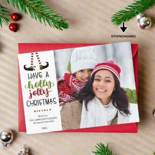 Whimsical Elf HOLLY JOLLY KERSTMIS Feestdagenkaart