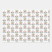 Whimsical Elf HOLLY JOLLY KERSTMIS Rood Groen Inpakpapier Vel (Voorkant 2)