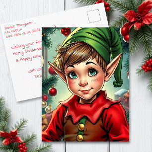 Whimsical Elf Persoonlijke Kerstmis Briefkaart