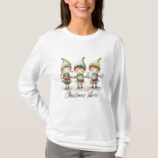 Whimsical Elves Christmas Vibes T-shirt (Voorkant)
