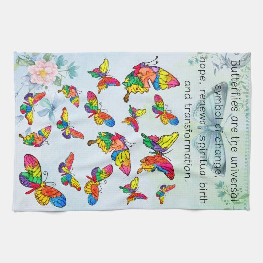 Whimsical en kleurrijk vlinder assortiment theedoek (Horizontaal)