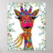 Whimsical en Kleurrijke Giraffe Poster (Voorkant)