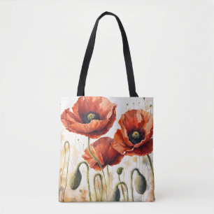 Whimsical en kleurrijke Poppy Canvas tas