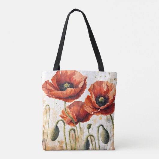 Whimsical en kleurrijke Poppy Canvas tas (Achterkant)