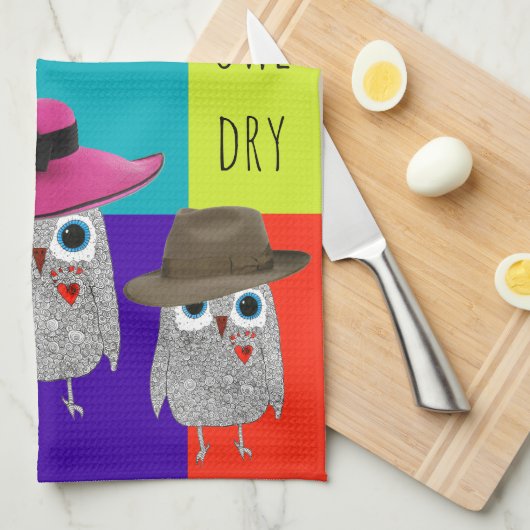 Whimsical en Schattigee Wise Owl keukenhanddoek (Quarter Fold)