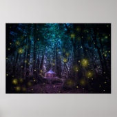 Whimsical Enchanted Forest Firefly Fairy House Poster (Voorkant)