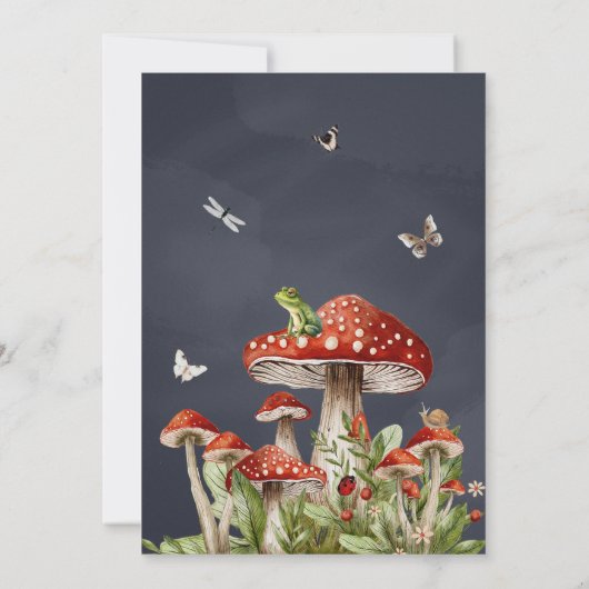 Whimsical Enchanted Forest Mushroom Baby shower Kaart (Achterkant)