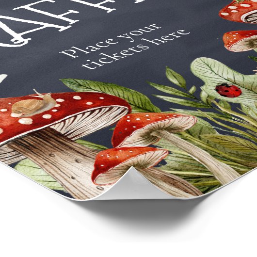 Whimsical Enchanted Forest Paddestoel Luier Raffle Poster (Hoek)