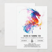 Whimsical Enchanted Kinder Dragon Birthday Kaart (Voorkant / Achterkant)