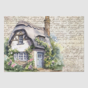 Whimsical Engels rieten huisje oude brief Tissuepapier