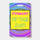 Whimsical "ÉTUDIANT DU JOUR !" Badge (Arrière)