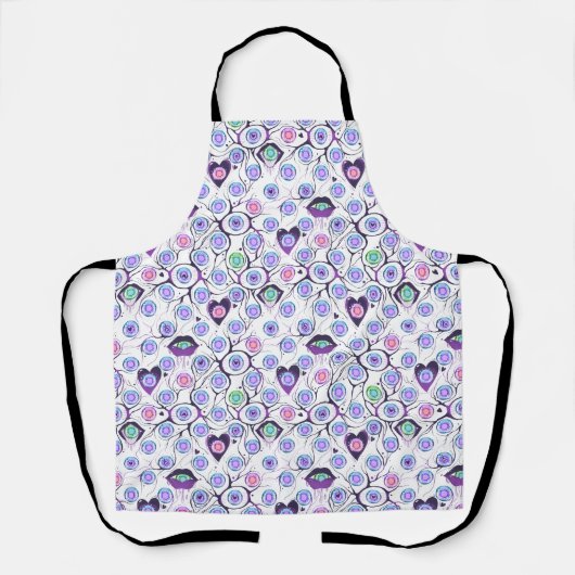 Whimsical Eye and Heart Pattern All-Over Print Apr Schort (Voorkant)