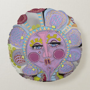 Whimsical Face Pillow Rond Kussen