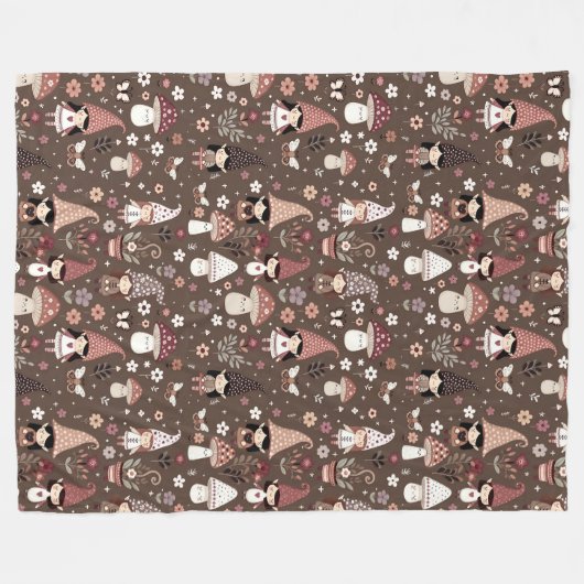 Whimsical Fair Gnomes and Mushrooms Personalized Fleece Deken (Voorkant (Horizontaal))