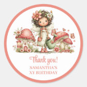 Whimsical Fairy 3rd Birthday Floral Party Stickers (Devant)